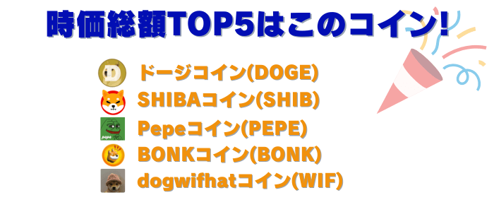 ミームコイン時価総額TOP5